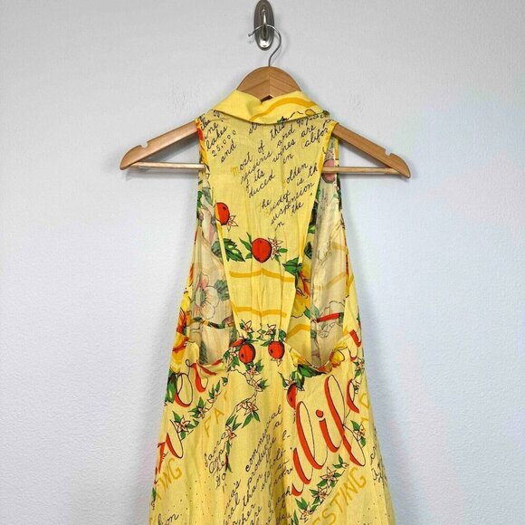 Urban Outfitters Women's Tropical Sleeveless Dress Viscose Yellow Size Medium - Picture 5 of 12